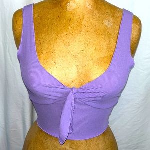 Lavender front tie Crop Top